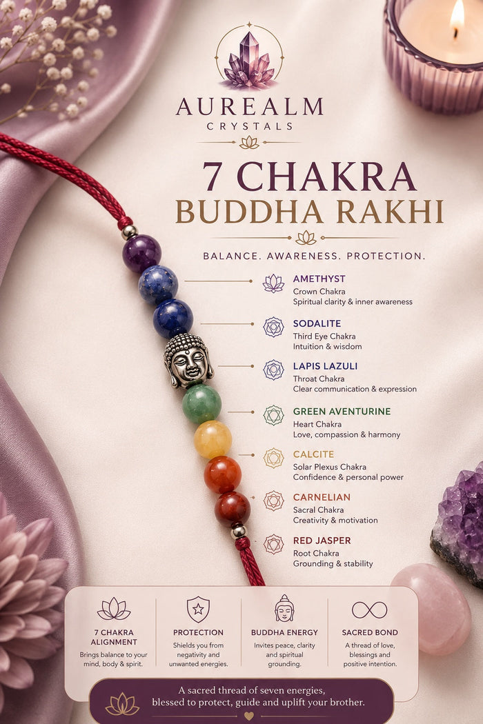 7 Chakra Buddha Crystal Rakhi by Aurealm Crystals