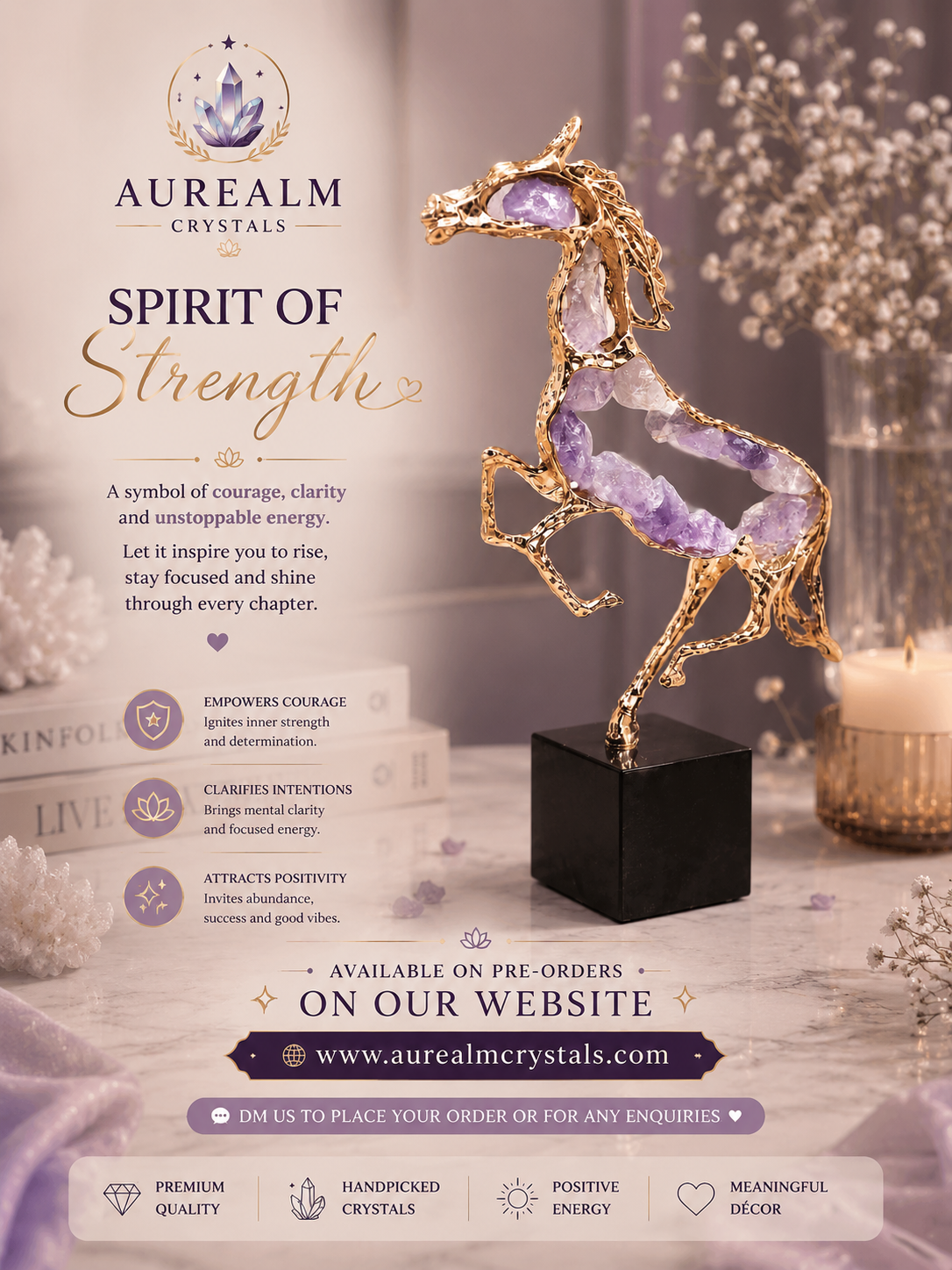 A veiled amethyst horse ritual object preview from Aurealm Crystals