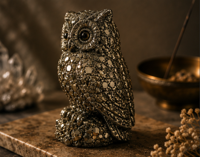 Pyrite Owl Figurine