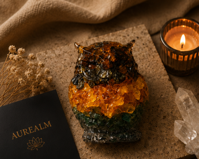 Golden Owl Abundance Figurine