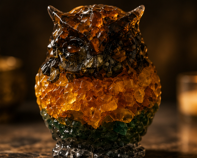 Golden Owl Abundance Figurine