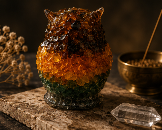 Golden Owl Abundance Figurine