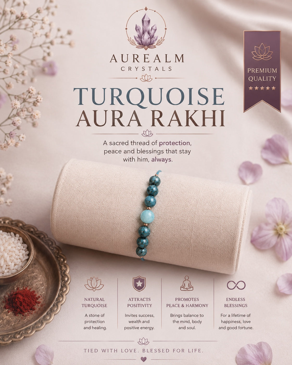 Turquoise Aura Rakhi product image by Aurealm Crystals